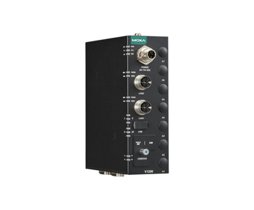 Moxa V1222-CT-T - Arm-based compact rail computer with 2 GbE ports, 2 serial ports, 1 USB port, 1 microSD slot, Wi-Fi 6 and 5G e by MOXA
