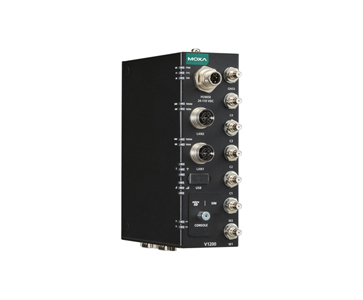 Moxa V1222-W-CT-T - Arm-based compact rail computer with 2 GbE ports, 2 serial ports, 1 USB port, 1 microSD slot, preinstalled W by MOXA